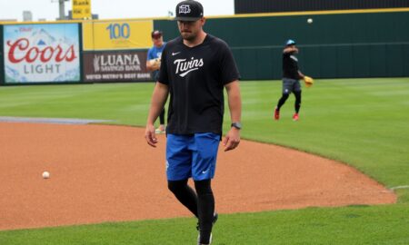 St. Paul Saints' hitting coach Shawn Schlechter before a recent game against the Iowa Cubs in Des Moines.